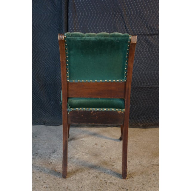 Antique Victorian Eastlake Carved Mahogany Tufted Velvet Parlor Side Chair For Sale - Image 11 of 18