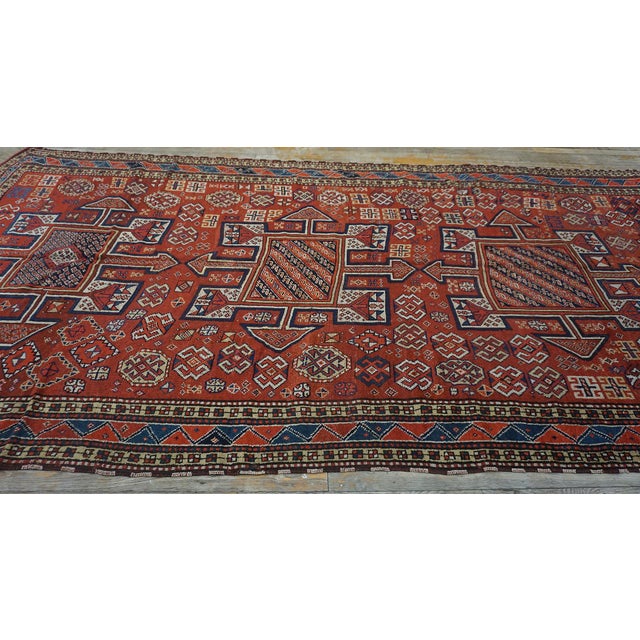 Textile Charming Old Persian Quchan Kordi Rug With Red Background Color a Geometric Design For Sale - Image 7 of 12