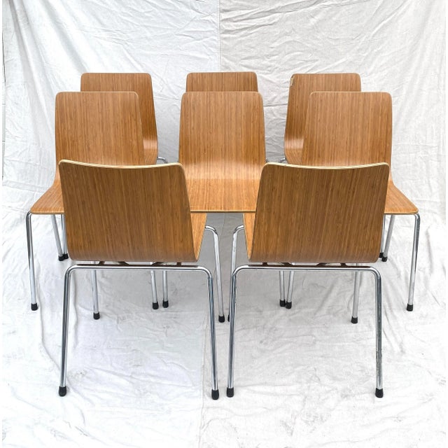 Mid-Century Modern 1960s Industrial Molded Plywood Dining Chairs - Set of 8 For Sale - Image 3 of 7