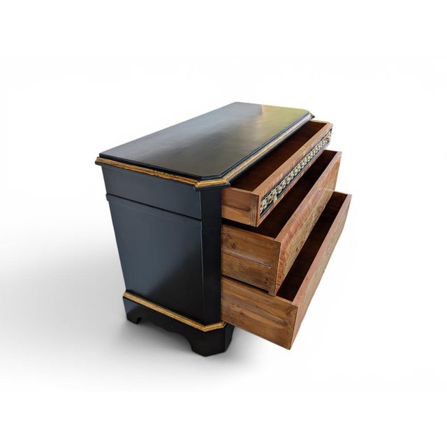 Vintage Chest of Drawers with Blockboard and Brass Inlays, 1950s For Sale - Image 6 of 14