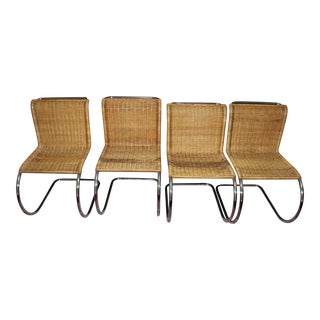 Mid 20th Century Mid Century Chrome and Rattan Chairs - Set of 4 For Sale