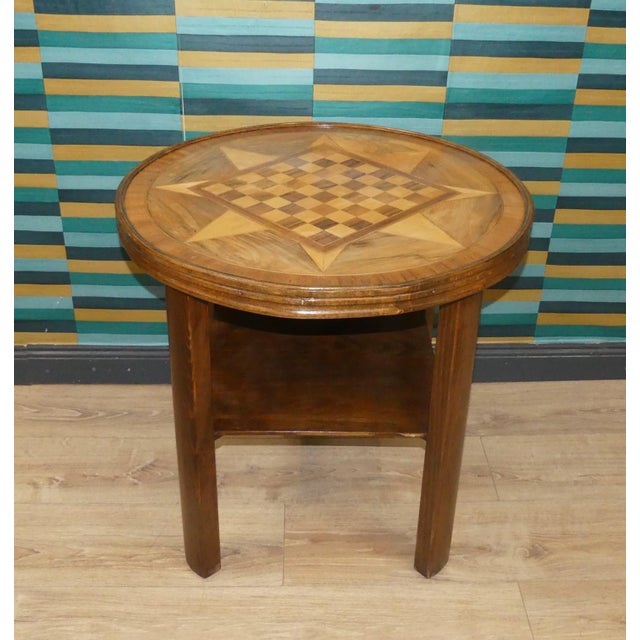 Vintage Chessboard Table with Shelf and Glass Top, 1950s For Sale - Image 11 of 11