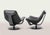 Pair of black "Flight High" swiwel lounge chairs realized by Takashi Okamura and Erik Marquardsen for Nelo. Black Leather....