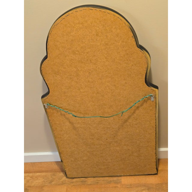 Vintage Black Lacquer Chinoiserie Wall Mirror For Sale - Image 4 of 5