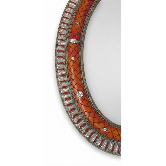 Moroccan Contemporary Moroccan Oval Resin and Metal Wall Mirror For Sale - Image 3 of 3