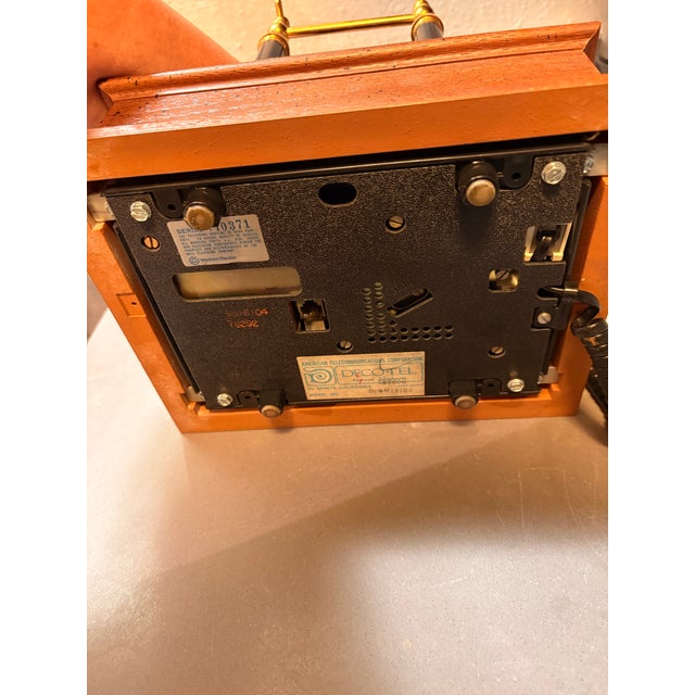 Brown Vintage 1974 Deco-Tel Wood Rotary Phone Brass Eagle Western Electric - Works Great For Sale - Image 8 of 11
