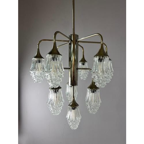 10-Light Chandelier in Glass and Chrome by Richard Essig For Sale - Image 11 of 11