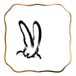 Hunt Slonem Bunny Portrait Plate, White For Sale