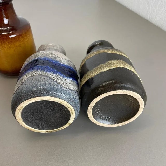 Yellow Vintage Pottery Fat Lava Multicolor Vases by Scheurich, Germany, Set of 5 For Sale - Image 8 of 10