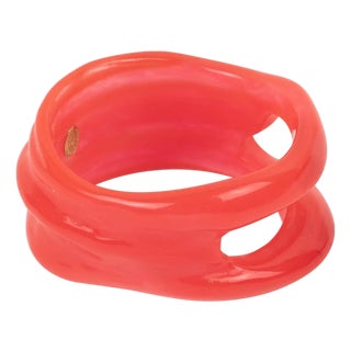 Christian Lacroix Pink-Red See-Thru Free-Form Resin Bracelet Bangle For Sale