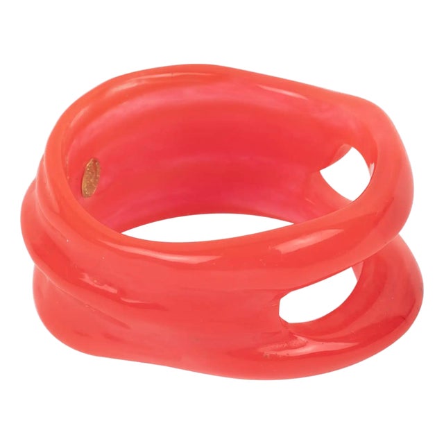 Christian Lacroix Pink-Red See-Thru Free-Form Resin Bracelet Bangle For Sale