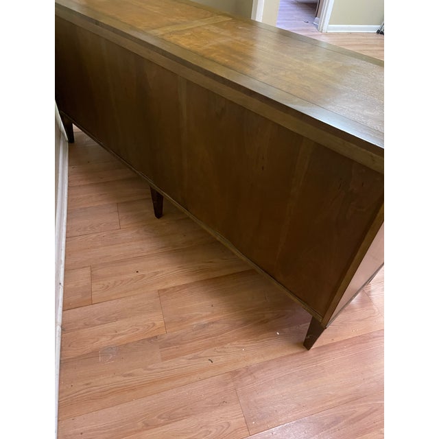 1960s Baker Furniture Walnut Credenza With Brass Pulls For Sale - Image 10 of 10