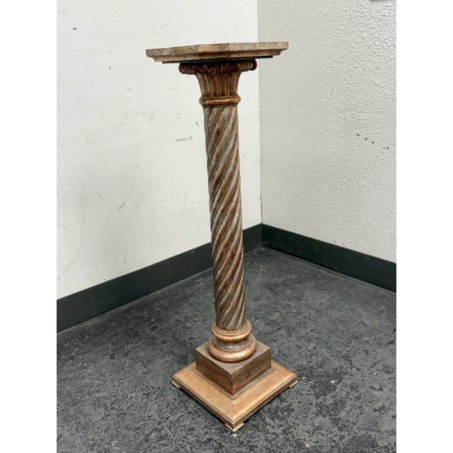 Neoclassical Vintage Neoclassical Style Carved Wood Pedestal For Sale - Image 3 of 12
