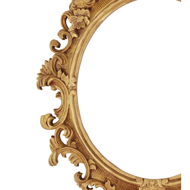 Wood A Vintage Rococo-Style Gold Oval Wall Mirror For Sale - Image 7 of 11