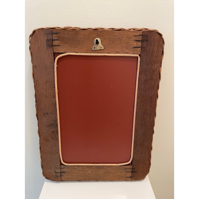 Boho Chic Vintage 1970s Boho Woven Rattan Mirror Vintage 1970s Woven Rattan Wall Mirror – For Sale - Image 3 of 4