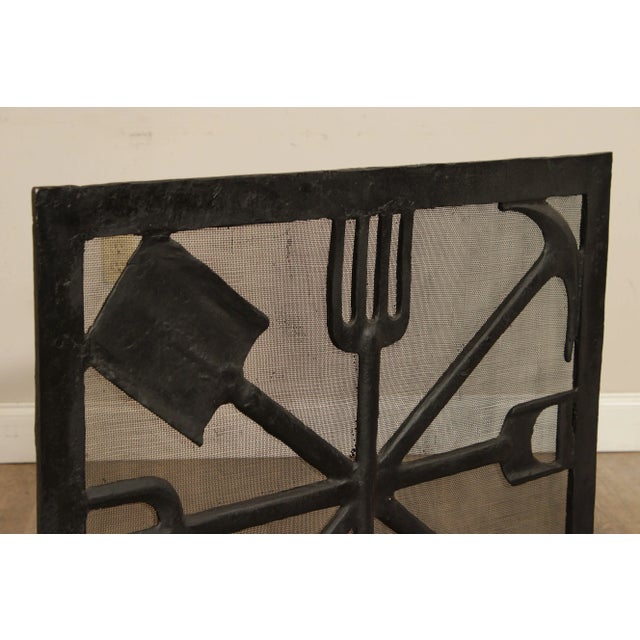 Traditional Custom Hand Forged Iron Arts & Crafts Style Fireplace Screen For Sale - Image 3 of 12