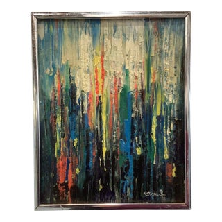 1970s Modernist Painting Signed Edger a Stareck For Sale