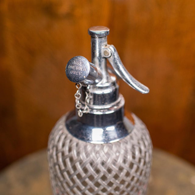 Metal Vintage Soda Syphon, English, Glass, Cocktail Bar Drinks Bottle, Mid Century For Sale - Image 7 of 12