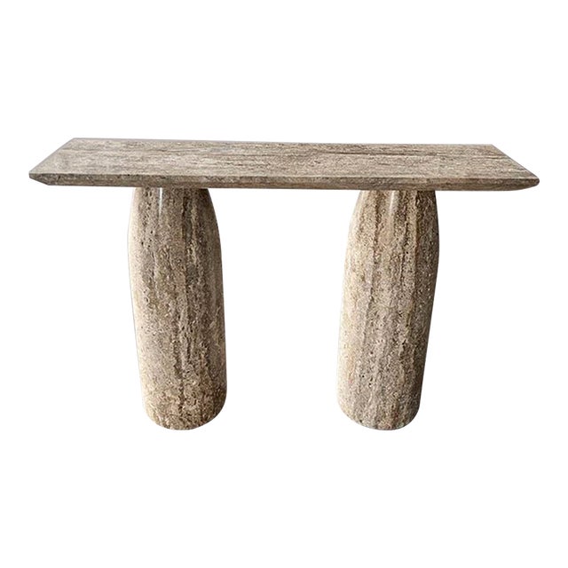 Serene Travertine Console Table 59" For Sale