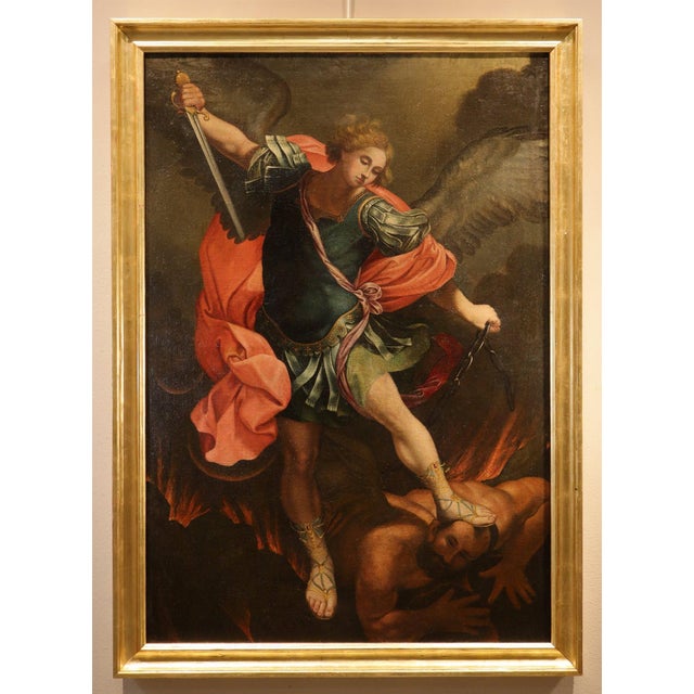 Saint michael the archangel workshop of guido reni (1575 - 1642) first half of the 17th century oil on canvas (132 x 90...
