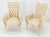 Pair Rococò Louis XVI Style Tufted Pierce Carved Backs Off White Fireside Chairs For Sale - Image 6 of 12