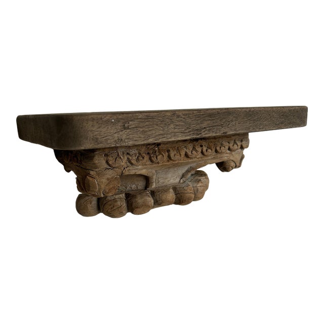Antique Hand Carved Wooden Architectural Fragment Shelf Wall Bracket For Sale