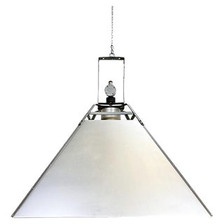Large Industrial Silver Ceiling Lamp, 1970s For Sale