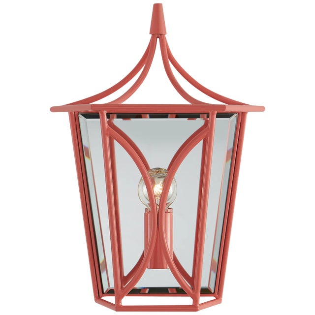 Kate Spade New York for Visual Comfort Signature Cavanagh Mini Lantern Sconce in Coral For Sale