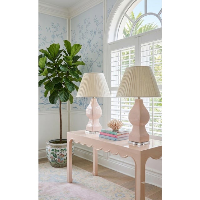 Vintage Coastal Pale Blush Pink Lucite Base Urn Style Table Lamps - a Pair For Sale In West Palm - Image 6 of 6