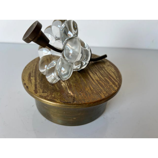 Vintage Art Flower Glass Decorative Brass Box For Sale - Image 4 of 11
