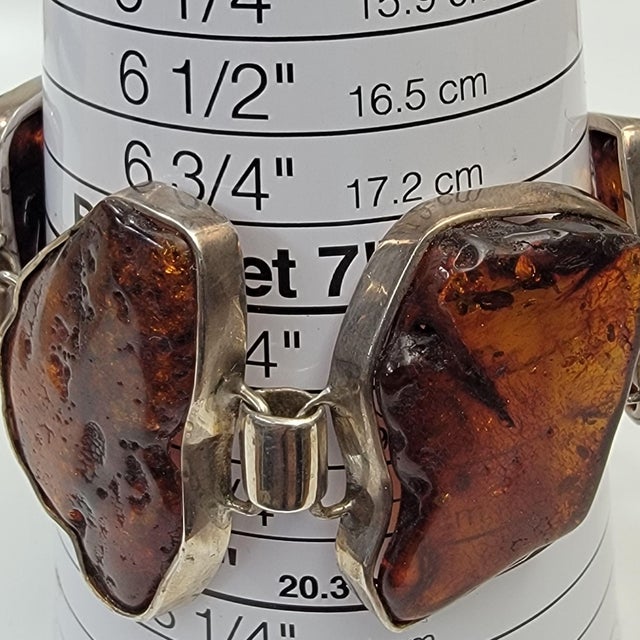 Mid 20th Century Natural Cognac Baltic Amber Panel Link Bracelet For Sale - Image 10 of 10