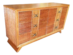 1940s Restored Mid-Century Paul Frankl Combed Wood Chest of Drawers for Brown Saltman, Attributed