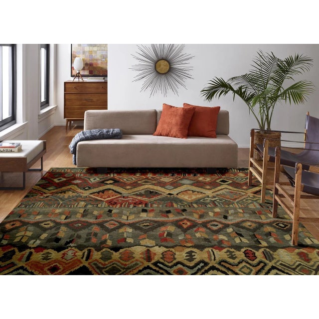 Textile Multi Color Modern Style Rug - 9′ × 11′10″ For Sale - Image 7 of 7