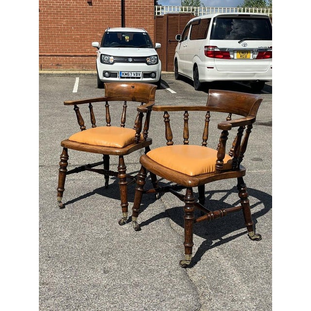 Set of Victorian Armchairs in Brass Castors For Sale - Image 11 of 16