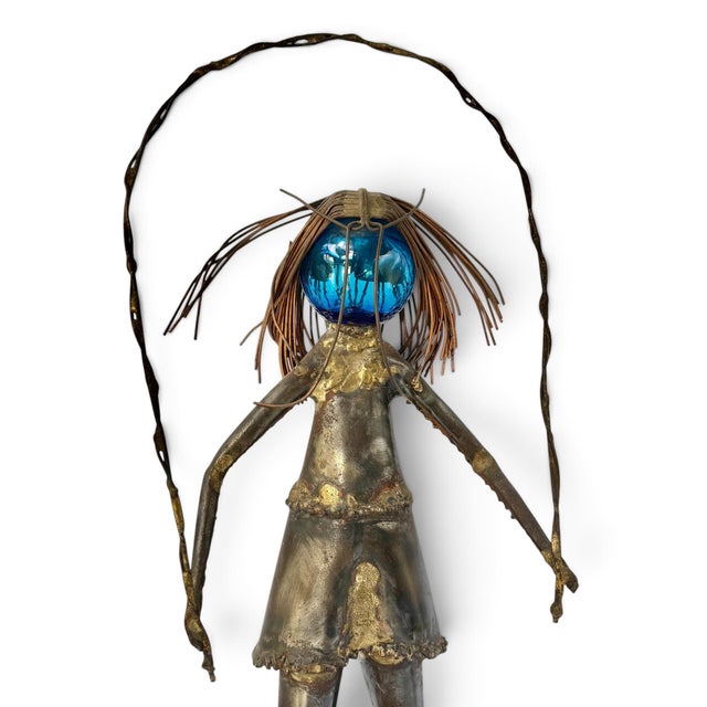 1960s Harold Einhorn MCM Brutalist Sculpture 20.5" Glass Metal Girl Skipping Rope For Sale - Image 13 of 15