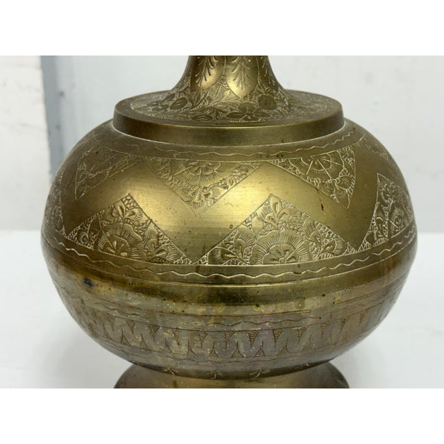 Vintage Etched Brass Table Lamp For Sale - Image 10 of 12