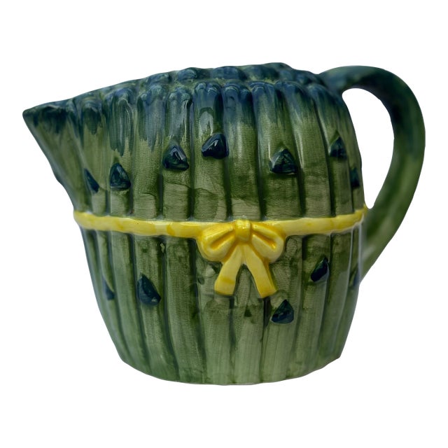 Vintage Trompe-l'Oeil Asparagus Ceramic Pitcher For Sale