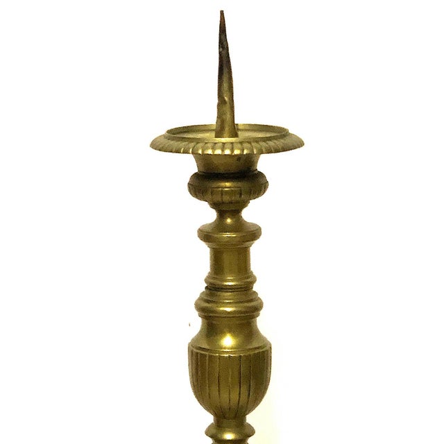 Antique Brass Altar Candlestick from Unbekannt, 1890s For Sale - Image 4 of 7