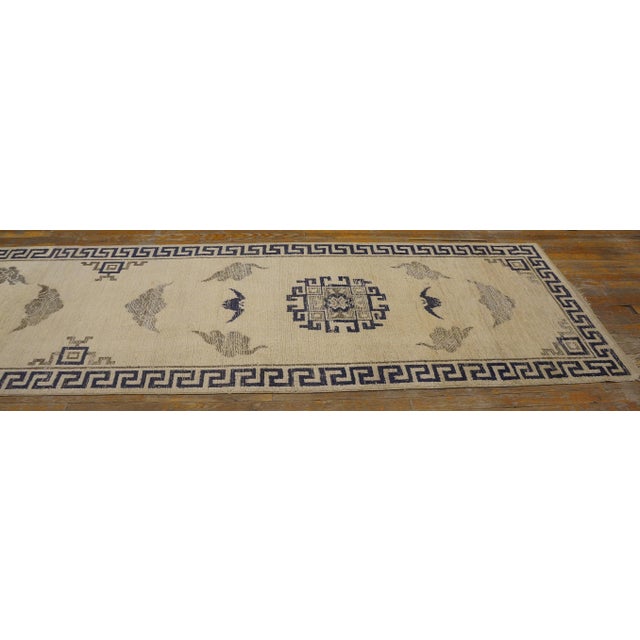 Mid 19th Century Strikingly Ivory Background and Chinoiserie Pattern Antique Chinese Mongolian Runner For Sale - Image 5 of 10