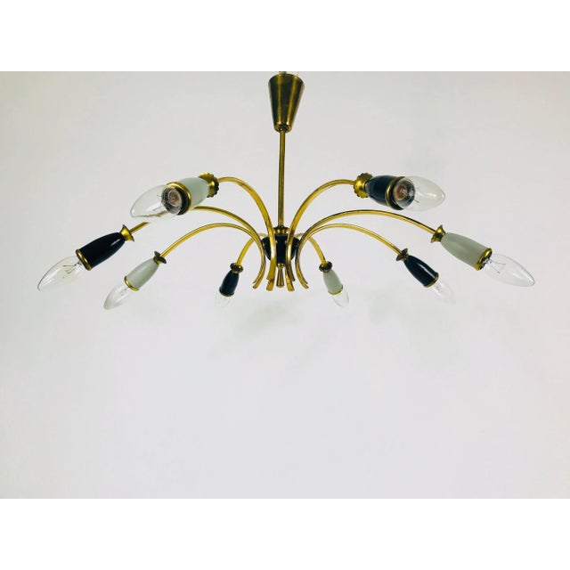 1950s Large Brass 8-Arm Sputnik Chandelier, 1950s For Sale - Image 5 of 13
