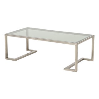 Modern Smoked Glass Top and Metal Coffee Table For Sale