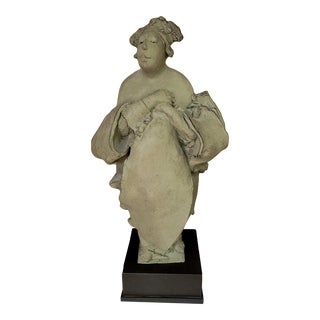 Asian Inspired Clay Sculpture of a Woman by D. Bryce For Sale