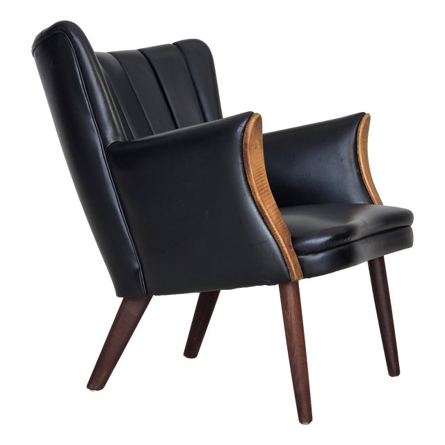 Danish Teddy Armchair in Artificial Leather and Teak by Svend Skipper, 1970s For Sale