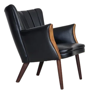 Danish Teddy Armchair in Artificial Leather and Teak by Svend Skipper, 1970s