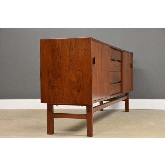 1950s 1950s Refinished 75” Swedish Modern Teak Sideboard Credenza Dresser by Nils Jonsson for Troeds For Sale - Image 5 of 10