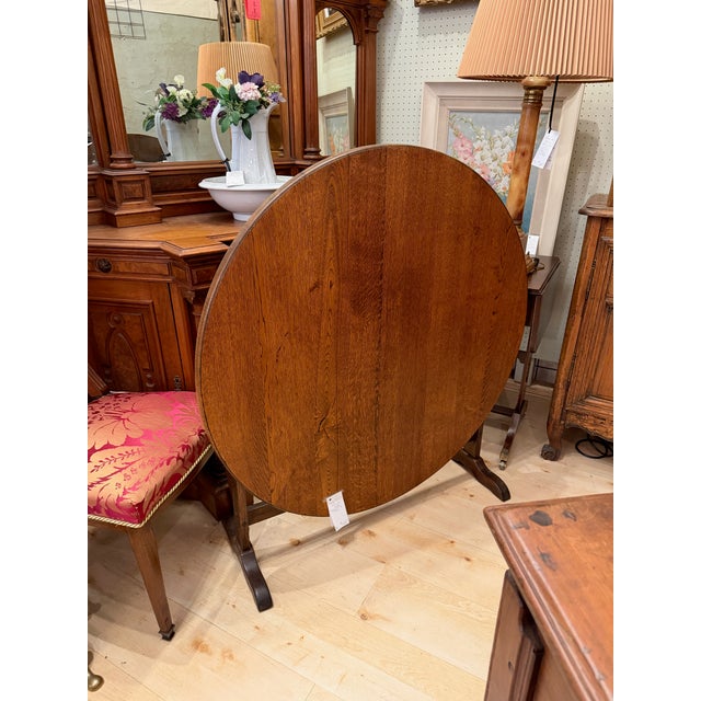 19th Century French Oak Tilt Top Wine Table For Sale - Image 11 of 11