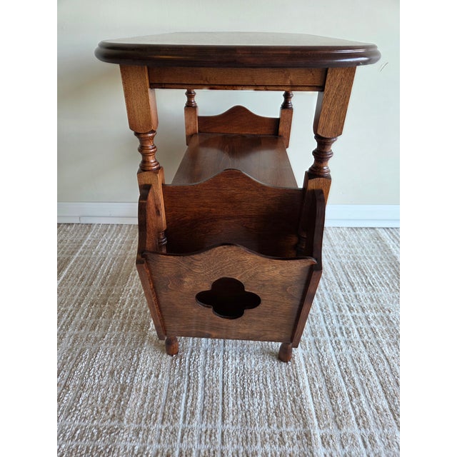 Traditional Three-Tiered Vintage Mahogany Finish Side Table For Sale - Image 3 of 6