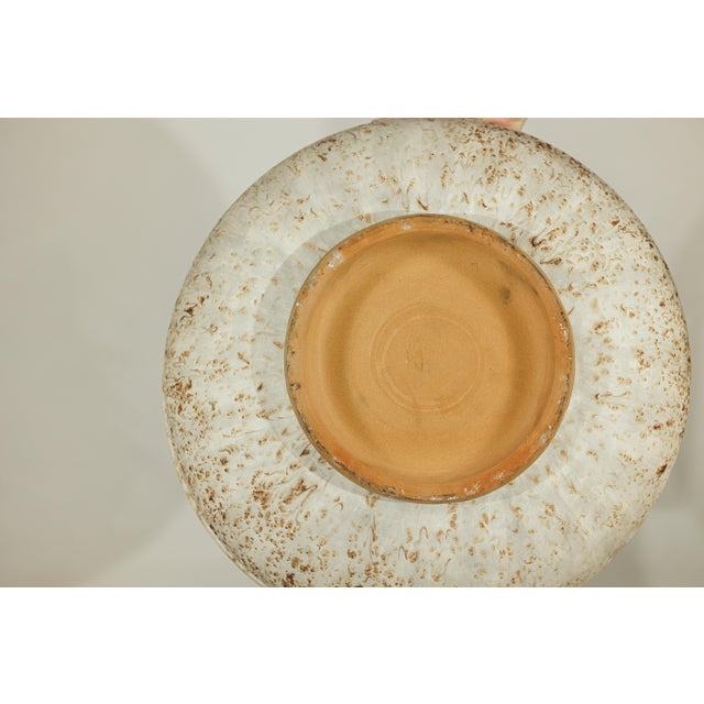 Large Artisan Ceramic Bowl with Cream and Sand Textured Glaze on Pedestal Base For Sale - Image 12 of 18