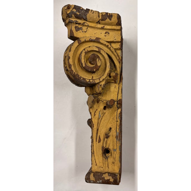 Marvelous architectural corbel, painted, with distressed surface. Can be used as a shelf support or as a decorative...