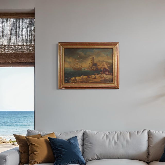 Italian Artist, Harbor View, 1950, Oil on Canvas, Framed For Sale - Image 12 of 16